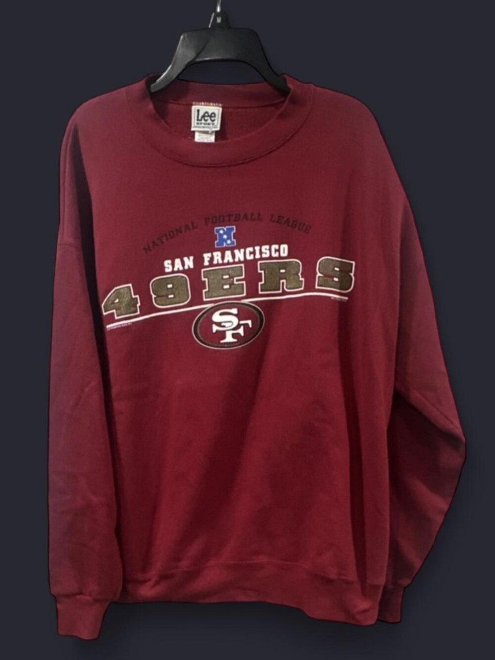 VINTAGE Lee Sport San Francisco 49ers burgundy crewneck sweatshirt Size XL